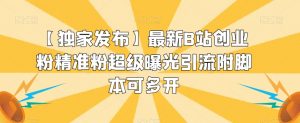 【独家发布】最新B站创业粉精准粉超级曝光引流附脚本可多开【揭秘】-学习笔记资源库
