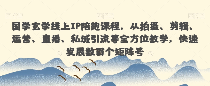 国学玄学线上IP陪跑课程，从拍摄、剪辑、运营、直播、私域引流等全方位教学，快速发展数百个矩阵号-学习笔记资源库