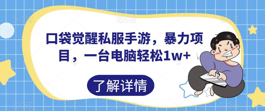 口袋觉醒私服手游，暴力项目，一台电脑轻松1w+【揭秘】-学习笔记资源库