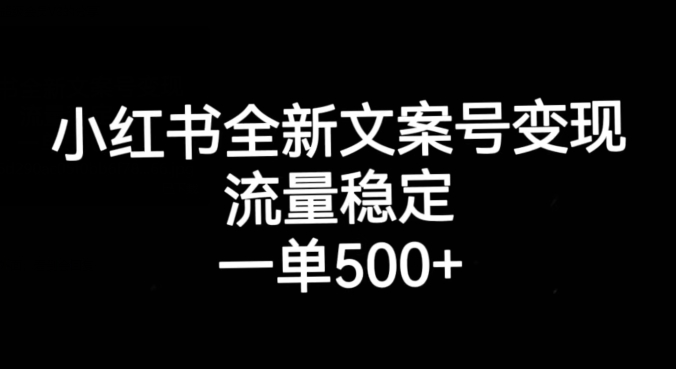 小红书全新文案号变现，流量稳定，一单收入500+-学习笔记资源库