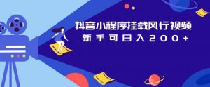 抖音小程序挂载风行视频,新手可日入200+-学习笔记资源库