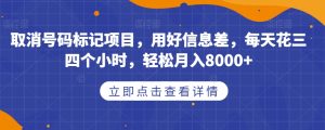 取消号码标记项目，用好信息差，每天花三四个小时，轻松月入8000+【揭秘】-学习笔记资源库