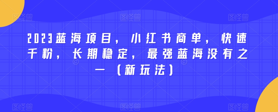 2023蓝海项目，小红书商单，快速千粉，长期稳定，最强蓝海没有之一（新玩法）-学习笔记资源库