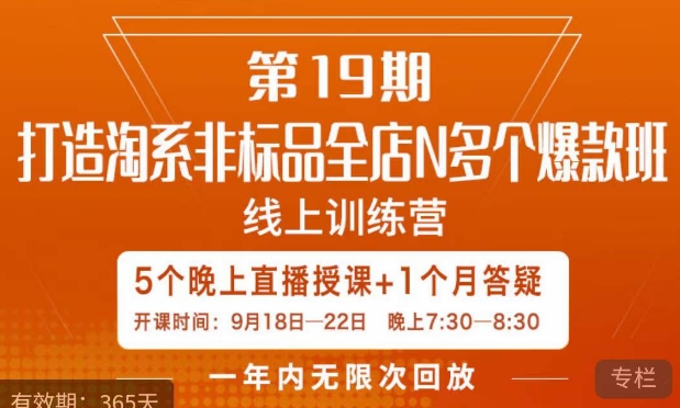 打造淘系非标全店N多个爆款线上课，​5天直播课-学习笔记资源库