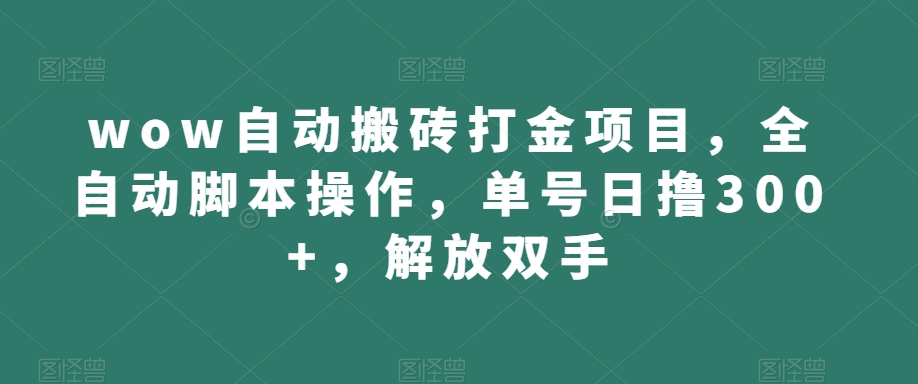 wow自动搬砖打金项目，全自动脚本操作，单号日撸300+，解放双手【揭秘】-学习笔记资源库