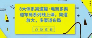 8大体系渠道篇·电商多渠道布局系列线上课，渠道放大，多渠道布局-学习笔记资源库