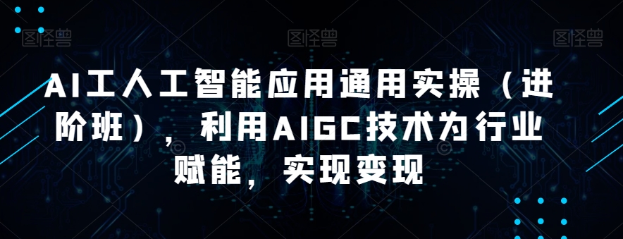 AI工人工智能应用通用实操（进阶班），利用AIGC技术为行业赋能，实现变现-学习笔记资源库