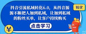 抖音引流私域转化6.0,从抖音源源不断把人加到私域,让加到私域的粉丝买单,让客户持续购买-学习笔记资源库