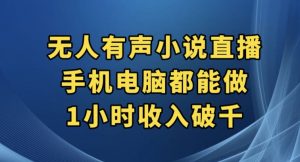 抖音无人有声小说直播，手机电脑都能做，1小时收入破千【揭秘】-学习笔记资源库