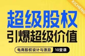 超级股权引爆超级价值,电商股权设计与激励10堂线上课-学习笔记资源库
