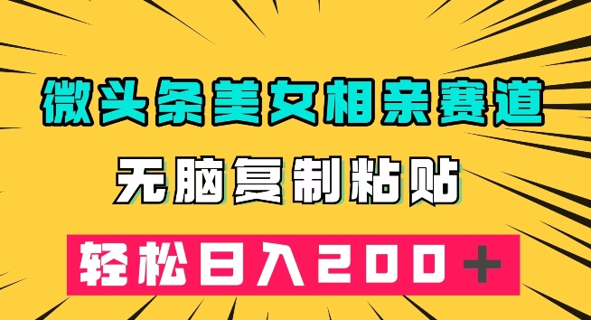 微头条冷门美女相亲赛道，无脑复制粘贴，轻松日入200＋【揭秘】-学习笔记资源库