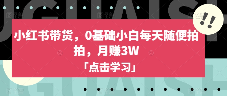 小红书带货，0基础小白每天随便拍拍，月赚3W【揭秘】-学习笔记资源库