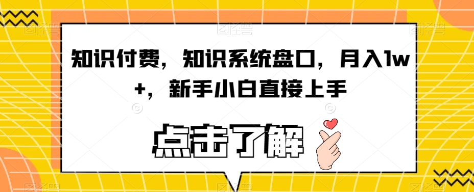 知识付费，知识系统盘口，月入1w+，新手小白直接上手-学习笔记资源库