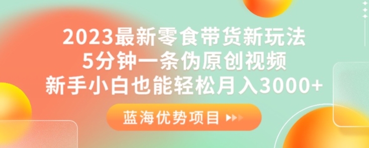 2023最新零食带货新玩法，5分钟一条伪原创视频，新手小白也能轻松月入3000+【揭秘】-学习笔记资源库