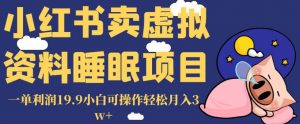 小红书卖虚拟资料睡眠项目,一单利润19.9小白可操作轻松月入3w+【揭秘】-学习笔记资源库