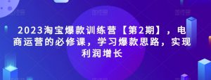 2023淘宝爆款训练营【第2期】,电商运营的必修课,学习爆款思路,实现利润增长-学习笔记资源库