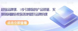 超级品牌课,3步引爆你的产品销量,实现利润翻倍教你落地做好品牌的课-学习笔记资源库