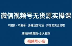 微信视频号小店无货源实操课程,不囤货·不刷单·多种运营方法·开店卖货全流程-学习笔记资源库