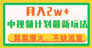 中视频计划全新玩法,月入2w+,收益稳定,几分钟一个作品,小白也可入局【揭秘】-学习笔记资源库