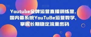 Youtube金牌运营直播训练营,国内最系统YouTuBe运营教学,掌握长期稳定流量密码-学习笔记资源库