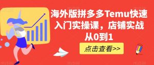 海外版拼多多Temu快速入门实操课,店铺实战从0到1-学习笔记资源库