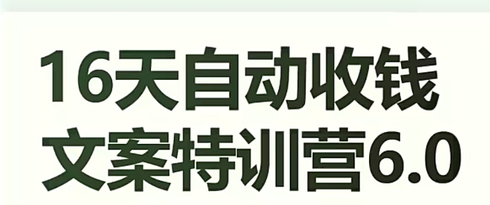 16天自动收钱文案特训营6.0，学会儿每天自动咔咔收钱-学习笔记资源库