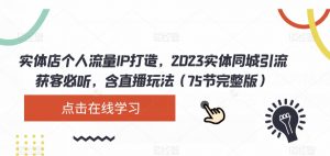 实体店个人流量IP打造,2023实体同城引流获客必听,含直播玩法(75节完整版)-学习笔记资源库