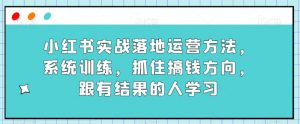 小红书实战落地运营方法,系统训练,抓住搞钱方向,跟有结果的人学习-学习笔记资源库