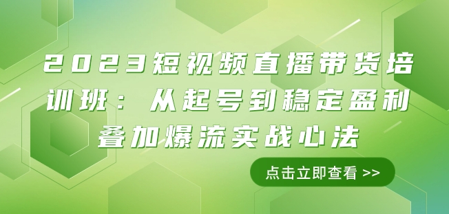 2023短视频直播带货培训班：从起号到稳定盈利叠加爆流实战心法（11节课）-学习笔记资源库