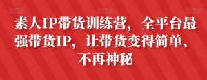 素人IP带货训练营,全平台最强带货IP,让带货变得简单、不再神秘-学习笔记资源库