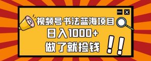 视频号书法蓝海项目，玩法简单，日入1000+【揭秘】-学习笔记资源库