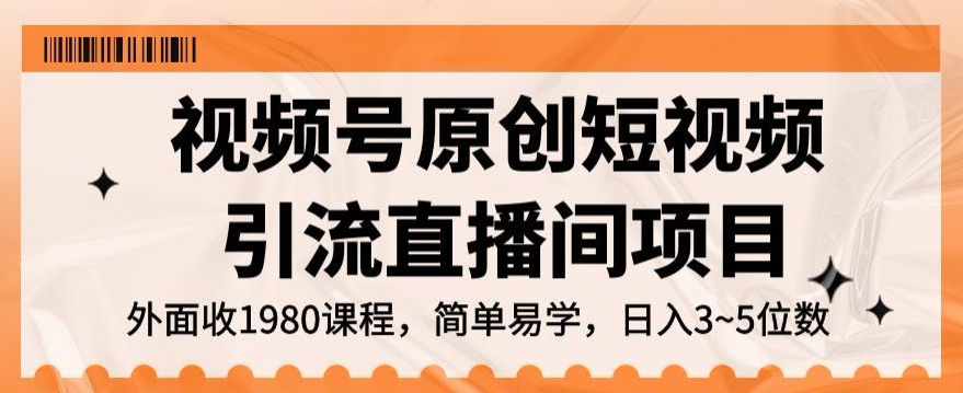 视频号原创短视频引流直播间项目，日入3~5五位数【揭秘】-学习笔记资源库