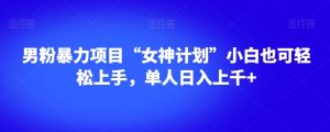 男粉暴力项目“女神计划”小白也可轻松上手,单人日入上千+【揭秘】-学习笔记资源库