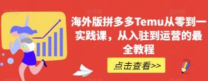 海外版拼多多Temu从零到一实践课,从入驻到运营的最全教程-学习笔记资源库