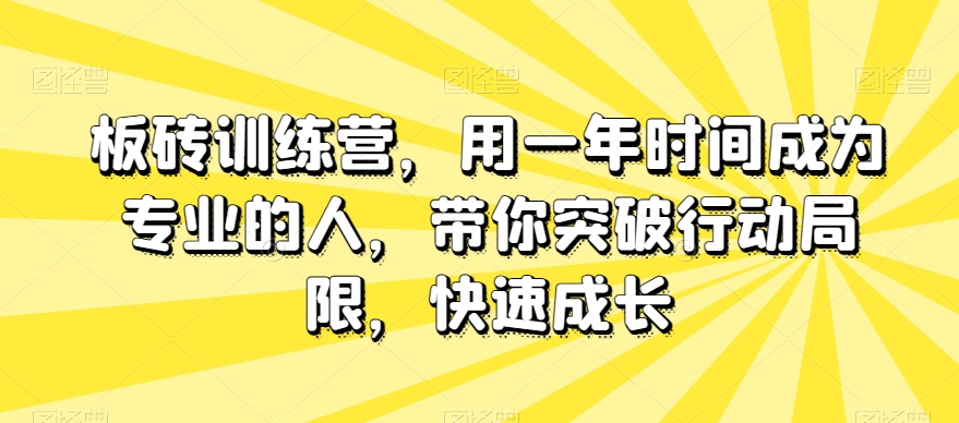 板砖训练营，用一年时间成为专业的人，带你突破行动局限，快速成长-学习笔记资源库