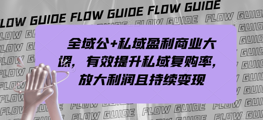 全域公+私域盈利商业大课，有效提升私域复购率，放大利润且持续变现-学习笔记资源库