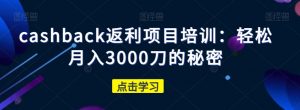 cashback返利项目培训:轻松月入3000刀的秘密-学习笔记资源库