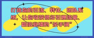 打造你的引流、转化、团队系统,让你收获很多引爆流量、翻倍业绩的“杀手锏”-学习笔记资源库