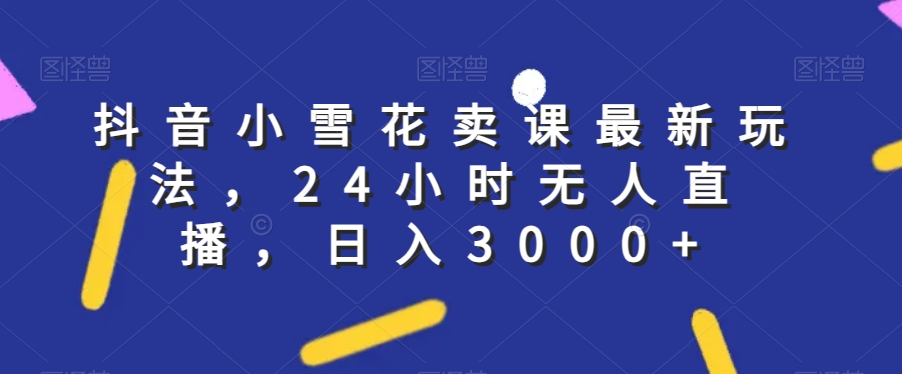 抖音小雪花卖课最新玩法，24小时无人直播，日入3000+【揭秘】-学习笔记资源库