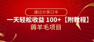 薅羊毛项目，靠分享口令，一天轻松收益100+【附教程】【揭秘】-学习笔记资源库