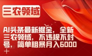 AI头条最新掘金，全新三农领域，不违规不封号，简单粗暴月入6000＋【揭秘】-学习笔记资源库