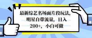 最新综艺名场面片段玩法，明星自带流量，日入200+，小白可做【揭秘】-学习笔记资源库