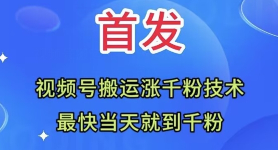 全网首发：视频号无脑搬运涨千粉技术，最快当天到千粉【揭秘】-学习笔记资源库