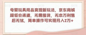 母婴玩具用品变现新玩法,京东商城超低价渠道,简单操作可实现月入2万+【揭秘】-学习笔记资源库