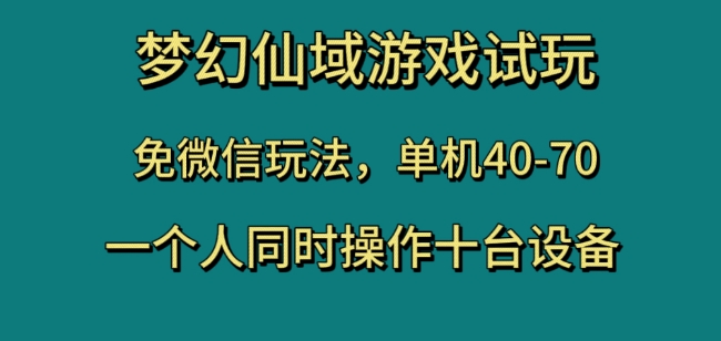 梦幻仙域游戏试玩，免微信玩法，单机40-70，一个人同时操作十台设备【揭秘】-学习笔记资源库