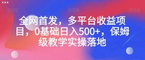 全网首发，多平台收益项目，0基础日入500+，保姆级教学实操落地【揭秘】-学习笔记资源库