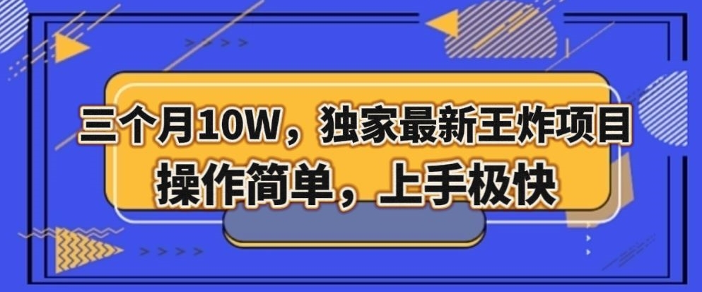 三个月10W，独家最新王炸项目！操作简单，上手极快【揭秘】-学习笔记资源库
