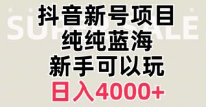抖音蓝海赛道，必须是新账号，日入4000+【揭秘】-学习笔记资源库
