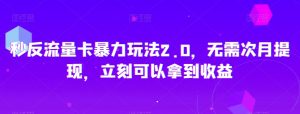 秒反流量卡暴力玩法2.0,无需次月提现,立刻可以拿到收益【揭秘】-学习笔记资源库