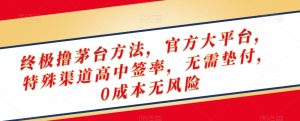终极撸茅台方法,官方大平台,特殊渠道高中签率,无需垫付,0成本无风险【揭秘】-学习笔记资源库